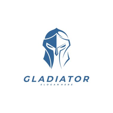 Spartalı logo tasarım şablonu, kask logo tasarım konsepti, vektör çizim