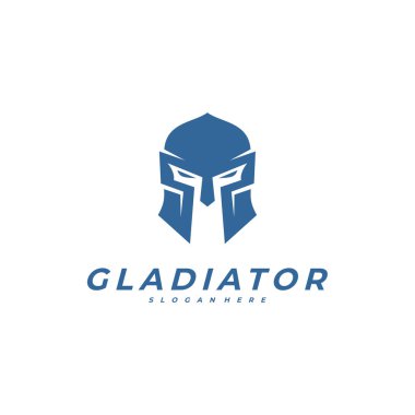 Spartalı logo tasarım şablonu, kask logo tasarım konsepti, vektör çizim