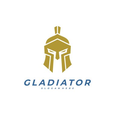 Spartalı logo tasarım şablonu, kask logo tasarım konsepti, vektör çizim