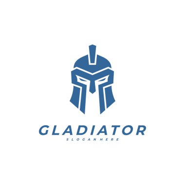 Spartalı logo tasarım şablonu, kask logo tasarım konsepti, vektör çizim