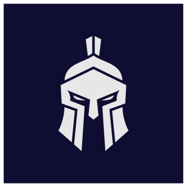 Spartalı logo tasarım şablonu, kask logo tasarım konsepti, vektör çizim