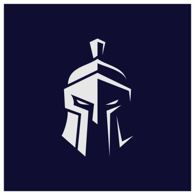 Spartalı logo tasarım şablonu, kask logo tasarım konsepti, vektör çizim