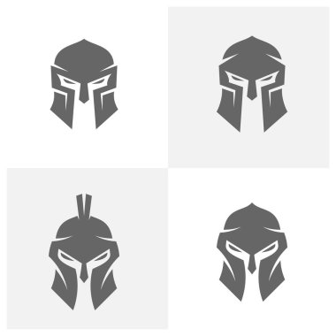 Sparta logo tasarım şablonu, Miğfer logo tasarımı konsepti, Vektör illüstrasyonu