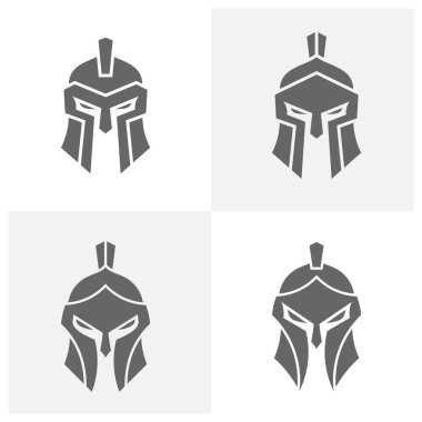 Sparta logo tasarım şablonu, Miğfer logo tasarımı konsepti, Vektör illüstrasyonu