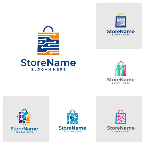 Set Der Illustration Des Smart Shop Tech Logos Als Vektorsymbol — Stockvektor