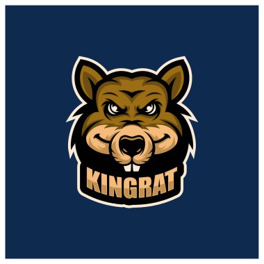 Fare kafası maskotu esport logo şablonu, Fare logosu tasarım vektörü