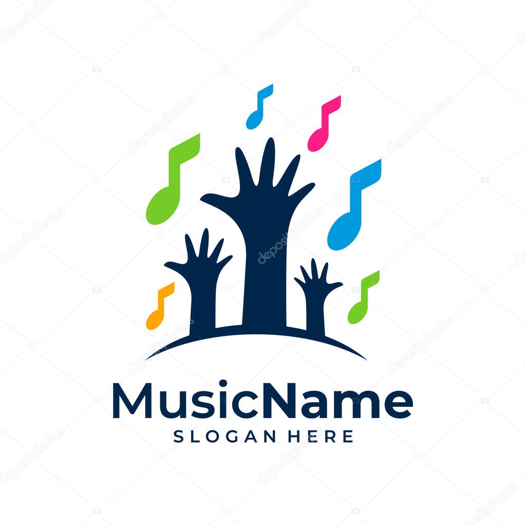 Music Kids Logo Vector Icon Illustration. Child Music logo design template