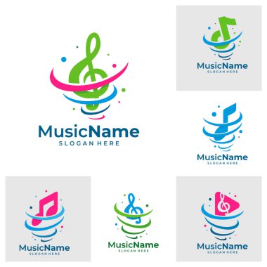 Tornado Müzik Logo Vektörü. Müzik Tornado logo tasarım şablonu