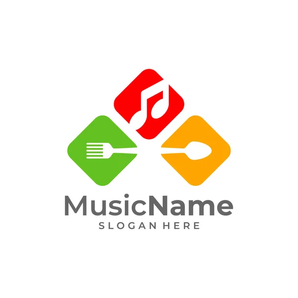 Logotipo Música Alimentaria Vector Plantilla Diseño Logotipo Music Food — Vector de stock