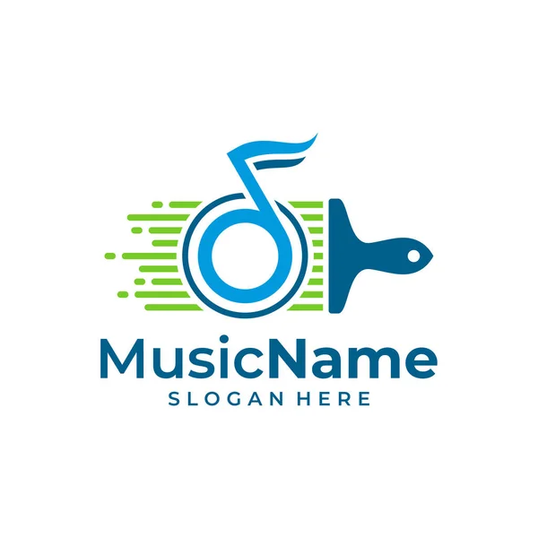 Pintura Música Logo Vector Plantilla Diseño Logotipo Music Paint — Vector de stock