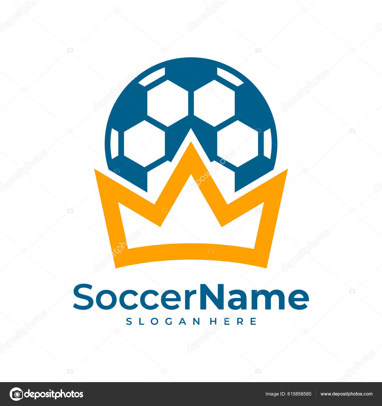 King Soccer Logo Template Football King Logo Design Vector Stock Vector