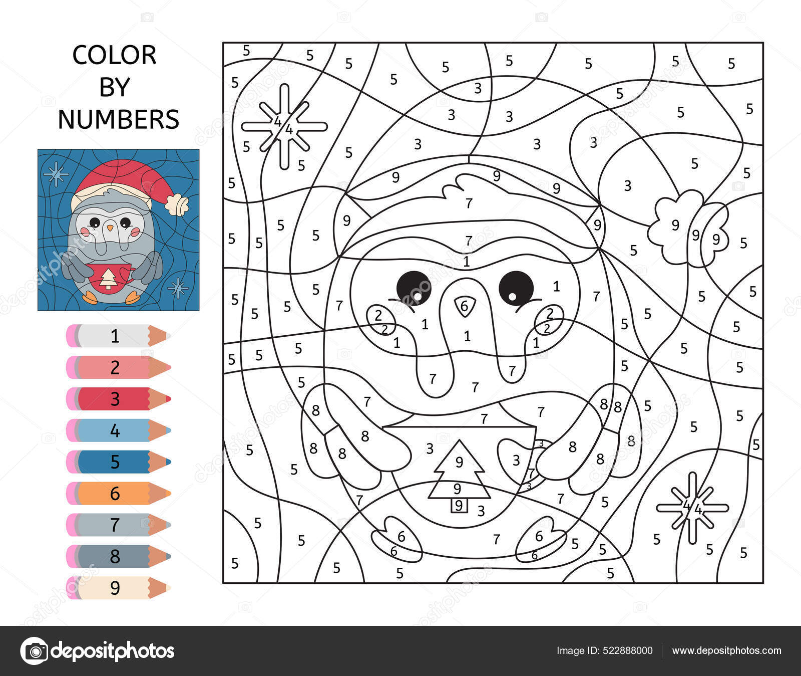 Desenho de Colorir com números: Coruja para colorir