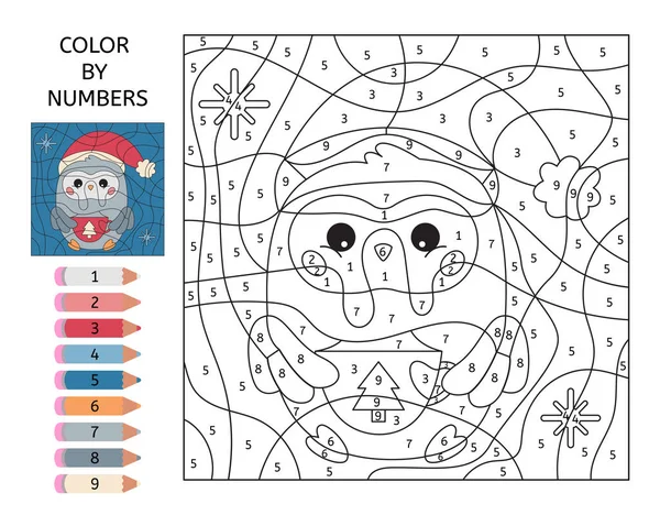 Colorir por jogo de números. ilustração em vetor de jogo de colorir com  pinguim de desenho animado para livro de colorir infantil