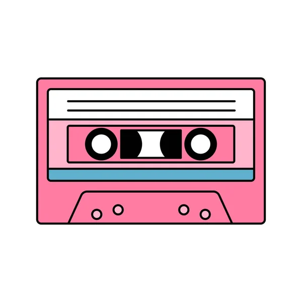 Handgezeichnetes Cartoon-Tonband auf weißem Hintergrund. Retro-Audiokassette. Illustration des Vektorsymbols. — Stockvektor