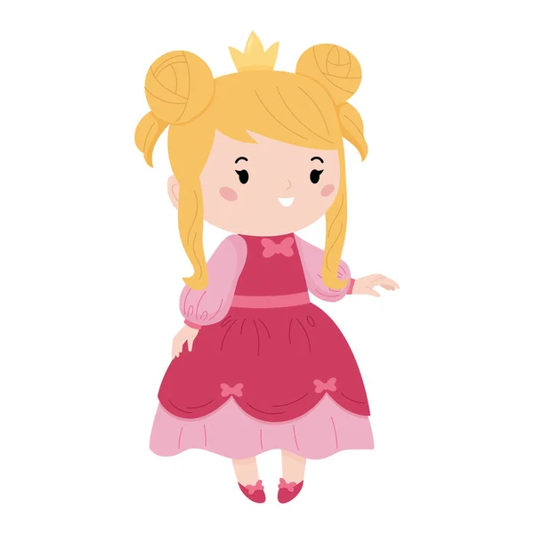 Beautiful Kawaii Princess White Background Cartoon Characters Fairy Tale Cute — Stock Vector