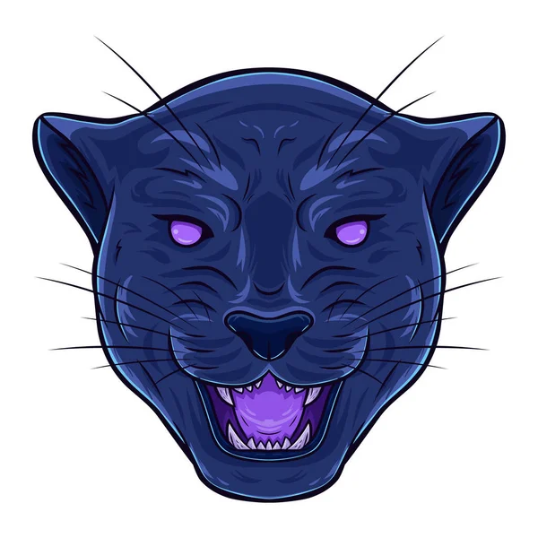 Angry Black Panther Head Cartoon Wild Cat Vector Illustration Shirts — Vettoriale Stock