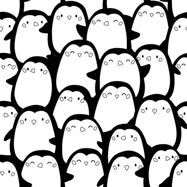 Padrão Sem Costura Com Pinguins Engraçados Página Para Colorir Pássaros — Vetor de Stock