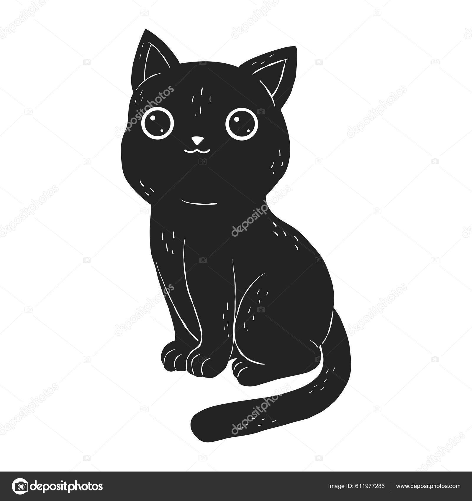 ilustração de gato fofo gato kawaii chibi estilo de desenho