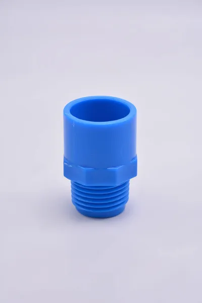 Adaptador Fêmea Azul Encaixe Pvc Usado Conexão Tubulação Água — Fotografia de Stock