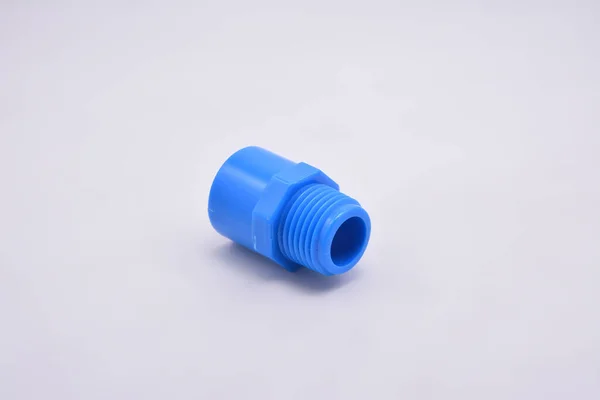 Adaptador Macho Azul Encaixe Pvc Usado Conexão Tubulação Água — Fotografia de Stock