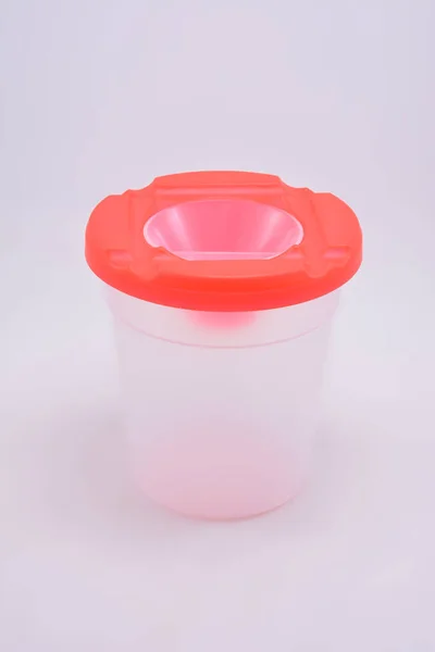 Χρωματισμός Χρώμα Διαφανές Κύπελλο Χρήση Για Θέσει Νερό Και Πινέλο — Φωτογραφία Αρχείου