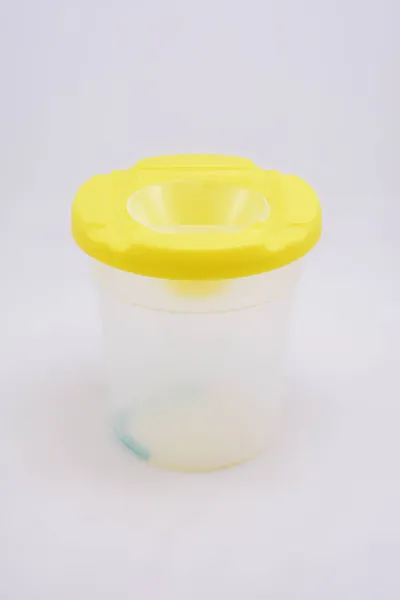Раскраска Прозрачные Чашки Использовать Поставить Воду Кисть Искусства Время Используется — стоковое фото