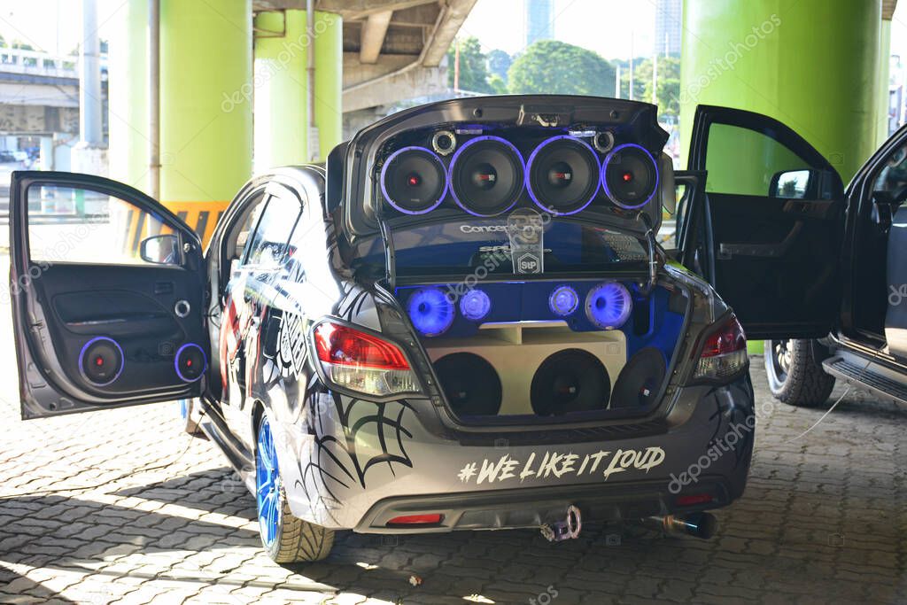 MARIKINA, PH NOV 8 Mitsubishi mirage car sound speaker set up at