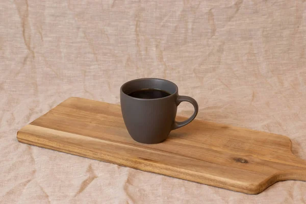 Filterkaffee Holzlöffel Auf Holz Stehend Auf Grauem Deckel Isolierter Hintergrund — Stockfoto