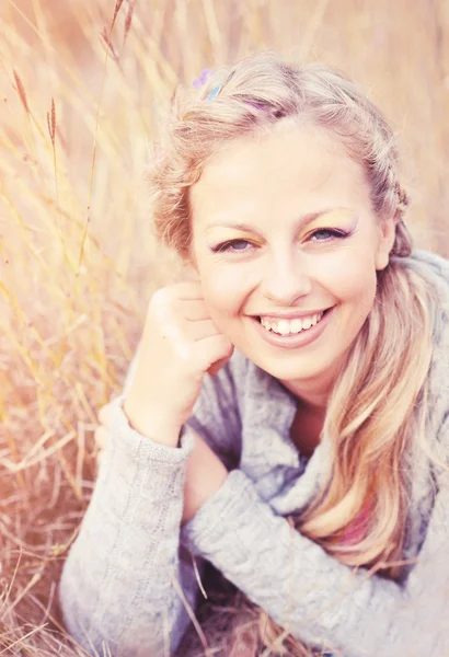 Happy woman outdoors — Stock Photo, Image