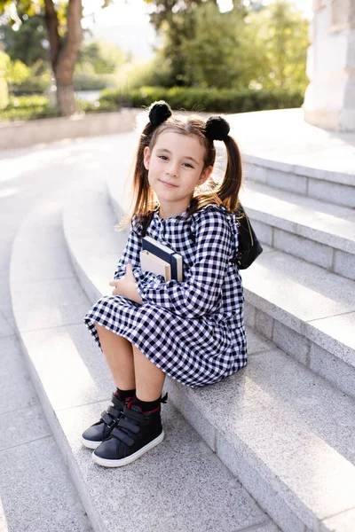 Cute Young Child Girl Year Old Wear Checkered Black White — ストック写真