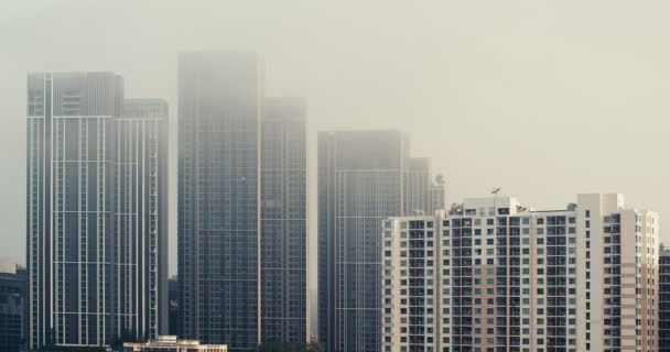 Scenery Buildings Large City Rainy Foggy Day Time Lapse — Video Stock