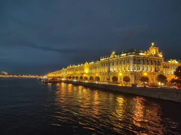 Ночь Санкт Петербурга После Дождя Культурная Столица России Ночью — стоковое фото