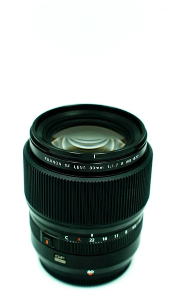 Fujifilm Objektív Fekete Fehér Háttér Makró Lencse Közepes Formátumú Fényképezőgéphez — Stock Fotó