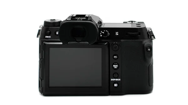 富士フイルムFx 50Sボディカメラは ホワイトを背景にブラックです 中判のマトリックスカメラ — ストック写真