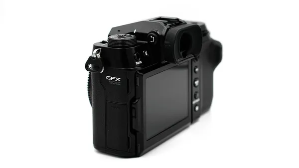 Fujifilm 50S Testkamera Fekete Fehér Háttérrel Közepes Formátumú Mátrixú Fényképezőgép — Stock Fotó