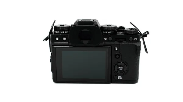 Câmera Fujifilm Body Mirrorless Preta Sobre Fundo Branco — Fotografia de Stock