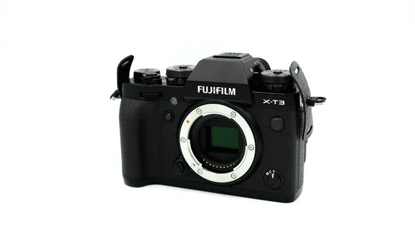 Fujifilm Body Spiegelloze Camera Zwart Een Witte Achtergrond — Stockfoto