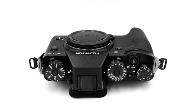 Corpo Câmera Sem Espelho Fujifilm T30 Mark Preto Sobre Fundo — Fotografia de Stock