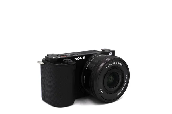 Video Blogcular Için Aynasız Kamera Üst Düzey Blogger Kamera Sony — Stok fotoğraf