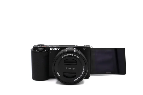 Bezlusterkowa Kamera Dla Blogerów Wideo Najwyższa Kamera Blogerska Sony Alpha — Zdjęcie stockowe