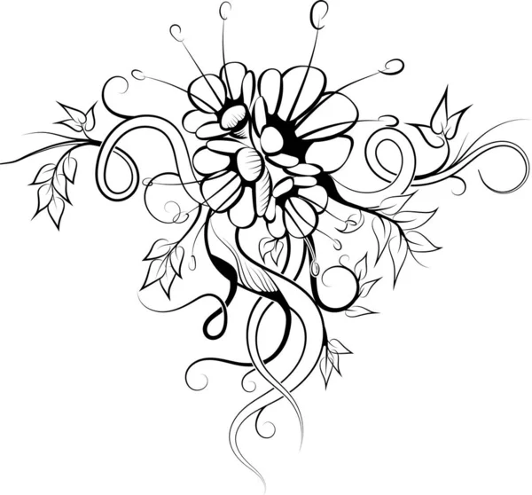 Black White Flower Tattoo Vectorial Format Abstract Representation Pain Love — стоковый вектор