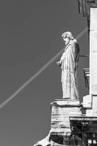 Schwarz Weiß Foto Mit Dem Profil Einer Antiken Statue Eines — Stockfoto