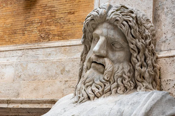 Close Face Ancient Marble Statue Representing Neptune — Zdjęcie stockowe