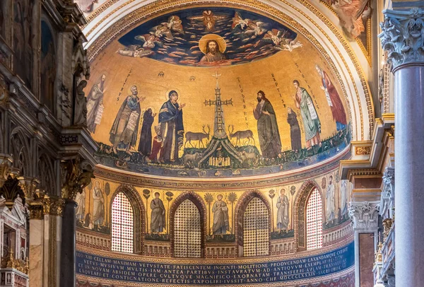 Mosaïques Médiévales Intérieur Église Catholique Rome — Photo