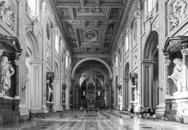 Black White Photo Interior Catholic Church Rome — Stock Photo, Image