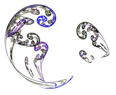 Beyaz arka planda mavi ve siyah spirallerin deseni. Soyut fraktal arka plan. Grafik tasarım elementi. 3D görüntüleme. 3d illüstrasyon.