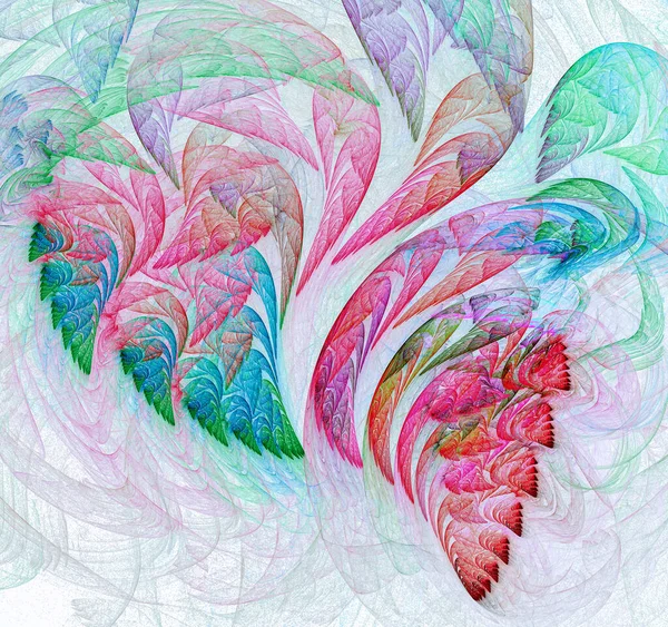 Colorful Bright Abstract Fractal Fantastic Leaves Arranged Pattern Light Background — Stock Photo, Image