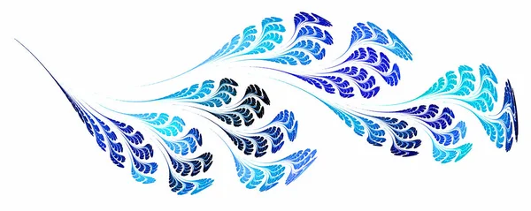 Blue Black Leaves Wavy Twig Isolated White Background Graphic Design — Stock Photo, Image