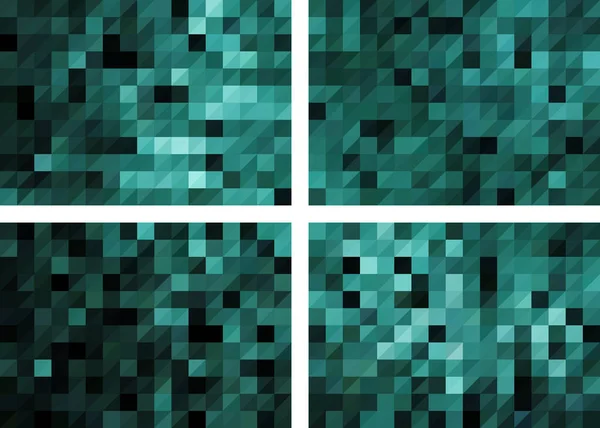 Een Set Van Ongecompliceerde Mozaïek Turquoise Groene Abstracte Achtergronden Voor — Stockvector