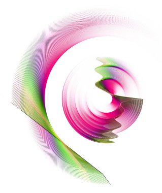 Mavi ve yeşil, soyut bir pervanenin dalgalı ve kavisli pervaneleri beyaz bir arkaplanda dönüyor. Grafik tasarım elementi. Logo, sembol, işaret, simge. 3 boyutlu illüstrasyon. 3d oluşturma.